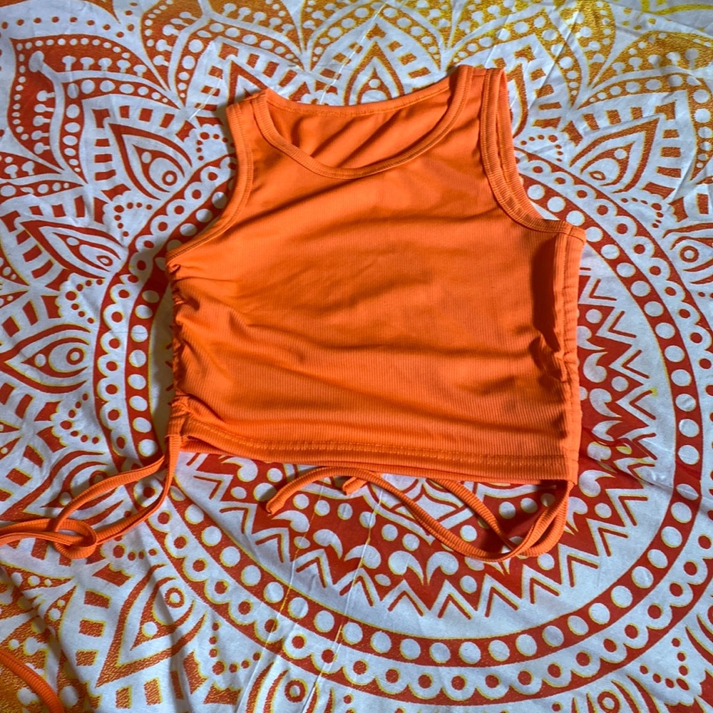 Neon Orange Adjustable Crop Top